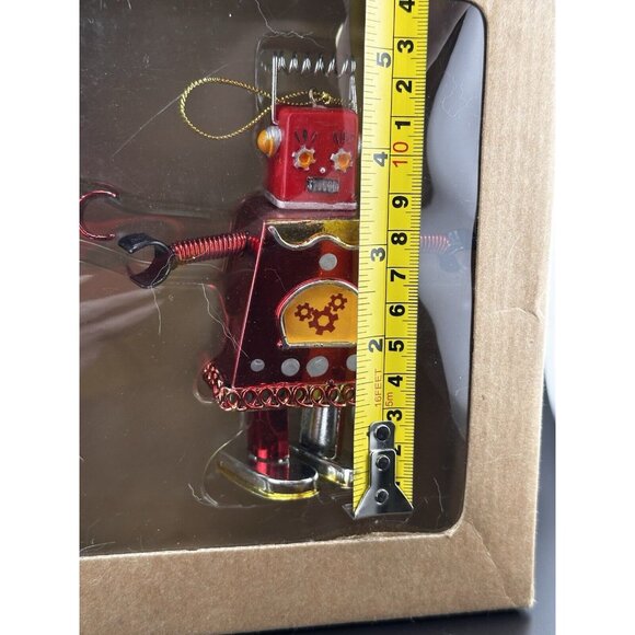 Old Navy Box of Robot Christmas Ornaments Red Green Spring Arms Dangling Legs - Picture 11 of 16